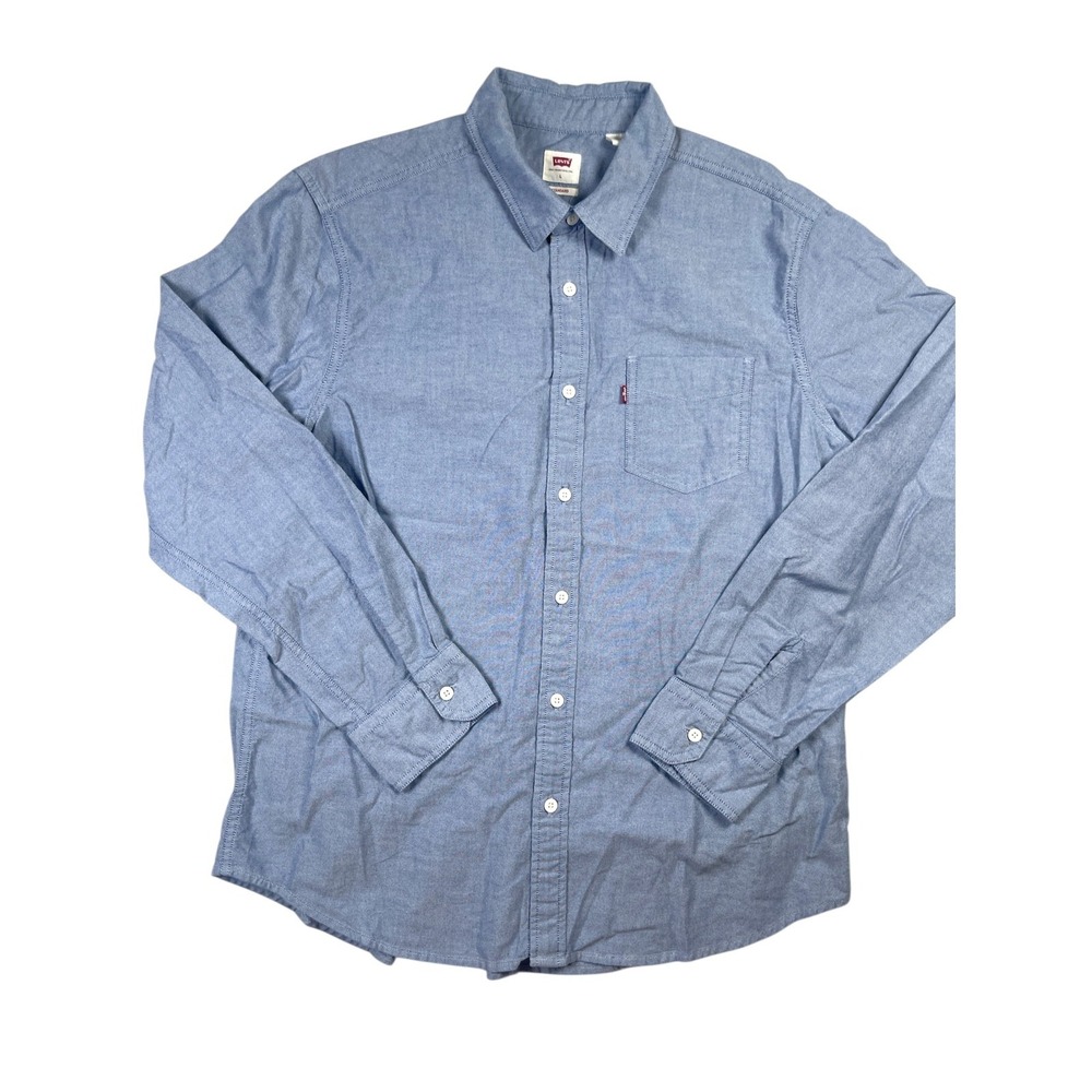 Levi's Shirt Men's Large Blue Standard Fit Pocket Long Sleeve Button-Up Classic - Picture 1 of 11